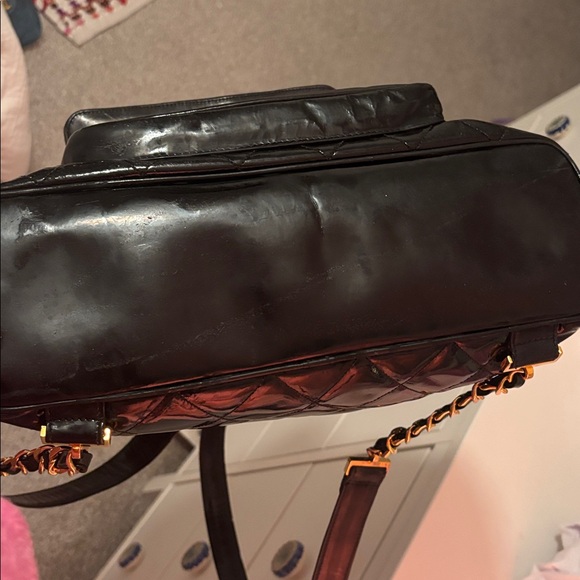 Chanel Glossy patent leatherBlack Backpack with 24k Gold Accents - Picture 8 of 15